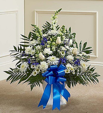 Tribute Blue &amp;amp; White Floor Basket Arrangement