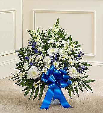 Tribute Blue &amp;amp; White Floor Basket Arrangement